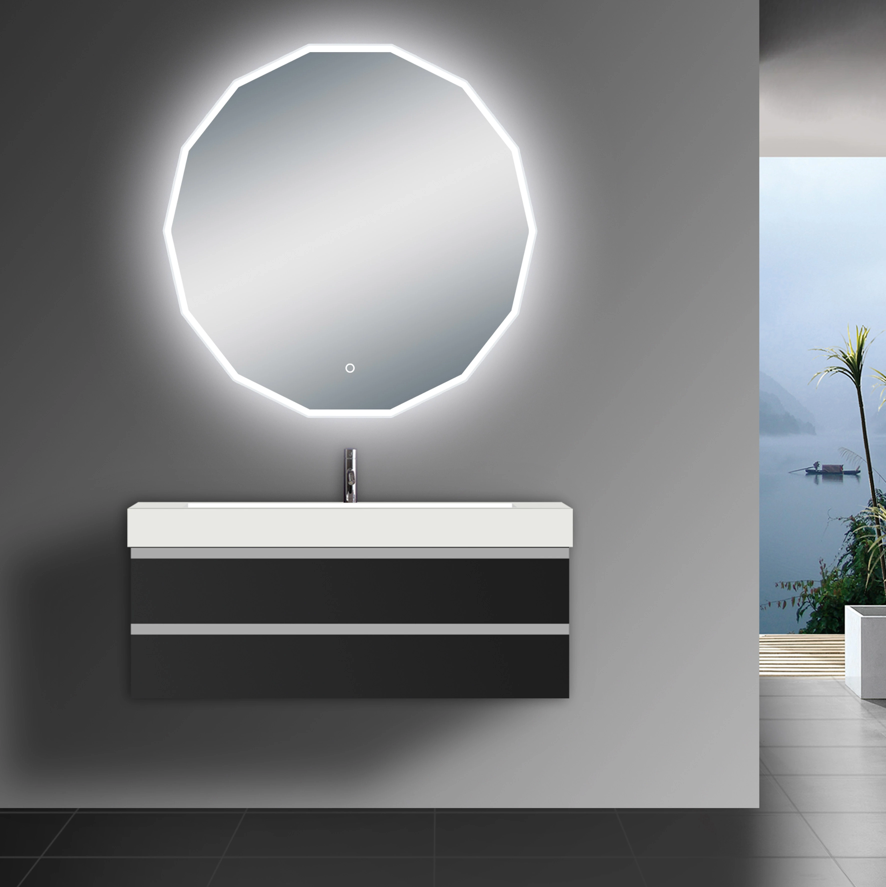 LAM038 LED Polygon Vanity Mirror for Bathroom